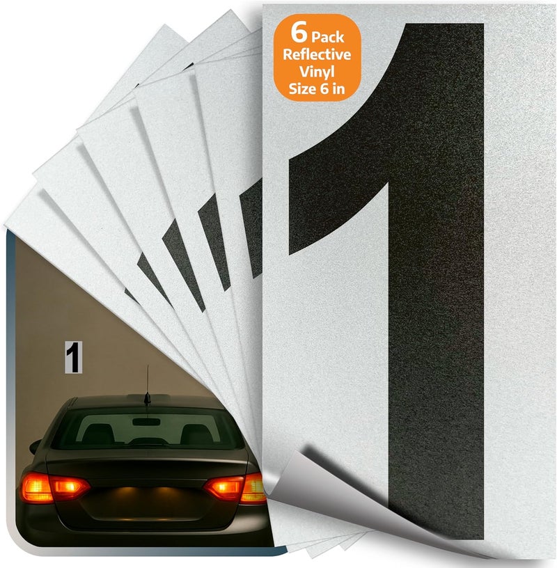 iSYFIX Black Vinyl Number 1 (One) Stickers - 6 Pack 6 inch - Premium Decal, Reflective Background, Pre-Spaced for Mailbox, Signs, Window, Door, Car, Trucks, Home, Business, Address, Indoor & Outdoor - Image 1